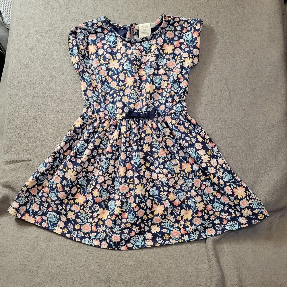 CYNTHIA ROWLEY Dress Baby Girl 18 Months Vintage Pink Blue Cinched Waist Floral - Picture 3 of 12